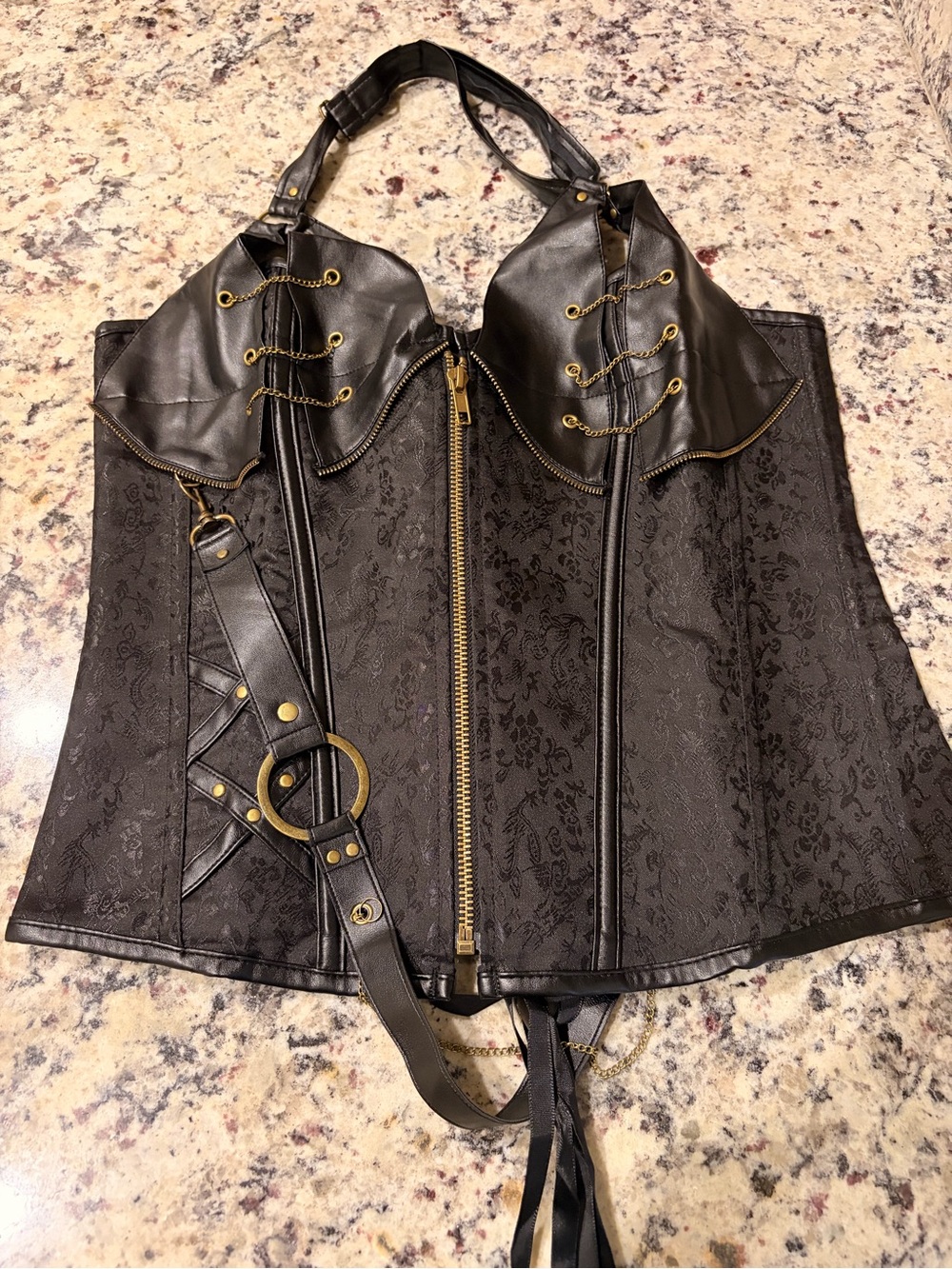 LOOK AT THIS BEAUTY!!!!Women's Black Faux Leather Gothic Corset Jacket 🦇
